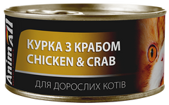 AnimAll Chicken & Crab - Влажный корм для кошек с курицей и крабом 85 г