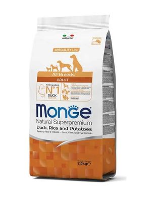 Monge All breeds Adult - Корм з качкою, рисом та картоплею для дорослих собак всіх порід 2,5 кг