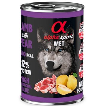 Alpha Spirit Dog Lamb with Pear - Вологий корм для дорослих собак з ягням та грушами 400 г