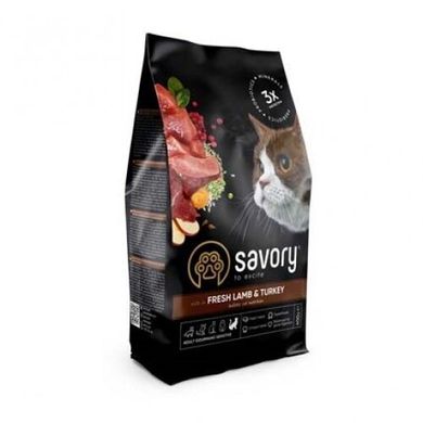 Savory Adult Cat Sensitive Digestion Fresh Lamb & Turkey - Сухий корм для кішок з чутливим травленням зі свіжим м'ясом ягняти та індички 400 г