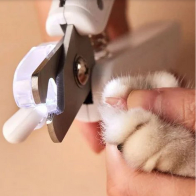 Когтеріз AnimAll Groom для котів та собак, з LED підсвічуванням та контейнером для збору пазурів, білий