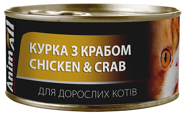 AnimAll Chicken & Crab - Вологий корм для котів з куркою та крабом 85 г