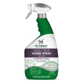 VET`S BEST Flea + Tick Home Spray For Cats - Универсальный спрей от блох и клещей для кошек и дома, 945 мл