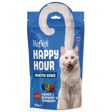 Reflex Happy Hour - Рефлекс Счастливый час лакомства для кошек лосось, черника, клюква, здоровые кости 60 г