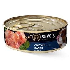 Savory Puppy Rabbit & Chicken - Сейвори консервы для щенков с кроликом и курицей 100 г