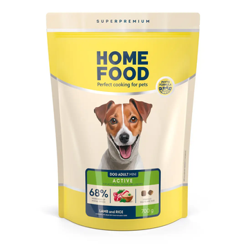 Home Food Dog Low-grain for Active Adult Mini & Junior - Низькозерновий сухий корм для активних дорослих собак і юніорів малих порід, ягнятина та рис, 0,7 кг