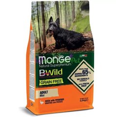 Monge BWild Grain Free Duck Adult Mini – Беззерновой корм с уткой для взрослых собак мелких пород 15 кг
