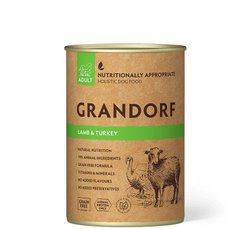 Влажный корм для взрослых собак Grandorf LAMB & TURKEY с ягненком и индейкой, 400 г