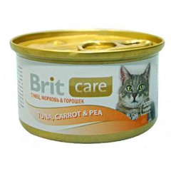 Brit Care Cat Tuna, Carrot & Pea - Вологий корм для кішок з тунцем, морквою та горохом 80 г