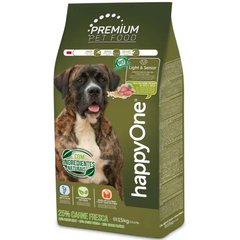 happyOne Premium Dog Light & Senior Fresh Meat - Сухой корм для малоактивных и пожилых собак всех пород со свежим мясом 15 кг