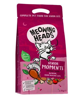 Сухой корм для кошек старше 7 лет Meowing Heads SENIOR MOMENTS с курицей, лососем и яйцом, 1,5 кг