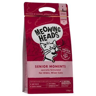 Сухий корм для котів старше 7 років Meowing Heads SENIOR MOMENTS з куркою, лососем та яйцем, 1,5 кг