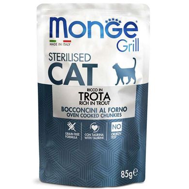 Monge Cat GRILL Wet Sterilised - Влажный корм для стерилизованных кошек с форелью 85 г