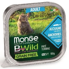 Monge Cat Вwild Grain Free Adult Anchovies with Vegetables - Консерва беззернова для дорослих котів з анчоусів з овочами 100 г