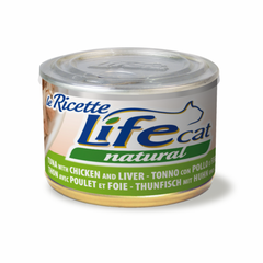 LifeCat консерва для котов тунец и куриная печень 150 г