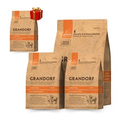 Grandorf Lamb and Turkey Junior Medium & Maxi Breeds - Грандорф сухий комплексний корм для юніорів середніх та крупних порід з ягням та індичкою 4 кг (1 кг - 3 шт + 1 кг в подарунок)
