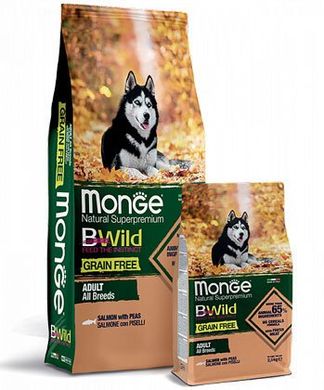 Monge BWild Grain Free Salmon & Peas Adult All Breeds - Беззерновий корм з лососем та горохом для дорослих собак всіх порід 2,5 кг