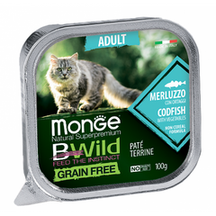 Monge Cat Bwild Grain Adult Cod Fish Vegetables - Консерва беззернова для дорослих котів тріска, овочі 100 г