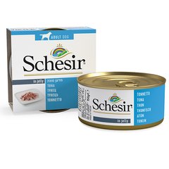 Schesir Tuna ШЕЗИР ТУНЕЦ в желе натуральные консервы для собак, влажный корм, банка 150 г