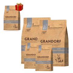 Grandorf Dog Rabbit & Turkey Adult Medium & Maxi Breeds - Грандорф сухий комплексний корм для дорослих собак середніх та великих порід з кроликом та індичкою, 5 кг (1 кг * 4 шт + 1 кг в подарунок)