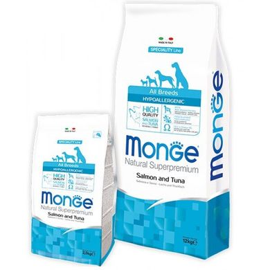 Monge All Breeds Adult Light Salmon & Rice Низкокалорийный корм для собак с лососем и рисом 2,5 кг