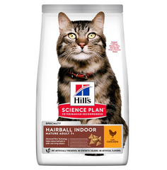 Hill's Science Plan Mature Adult 7+ Hairball Indoor - Сухой корм для вывода шерсти из желудка летних кошек с курицей 1,5 кг
