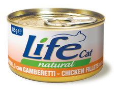 LifeCat консерва для кошек с курицей и креветками 85 г