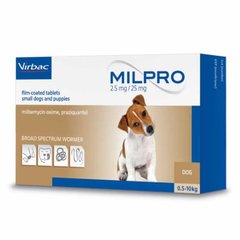 Virbac Milpro Антигельминтные таблетки для щенков и малых пород собак на вес от 0,5 до 10 кг (1 таб)