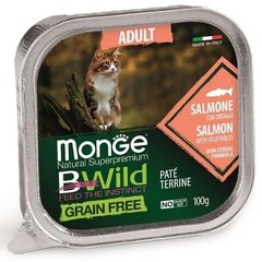 Monge Cat Вwild Grain Free Adult Paté terrine Salmone - Консерва беззернова для дорослих котів з лососем та овочами, 100 г