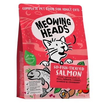 Сухий корм для дорослих котів Meowing Heads SO FISH TICATED SALMON з лососем та куркою, 450 г