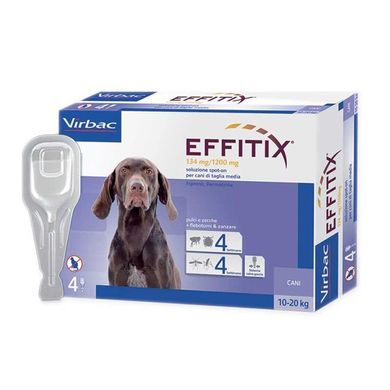 Virbac Effitix Spot-On Еффитикс спот он Капли на холку от блох, клещей и комаров для собак (1 пипетка)