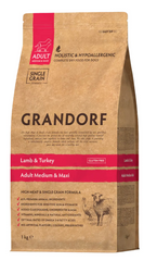 Grandorf Lamb & Turkey Adult Medium and Maxi Breeds - Грандорф сухий комплексний корм для дорослих собак середніх та великих порід з ягням та бурим рисом 1 кг