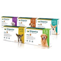 Сімпаріка - Жувальні таблетки від бліх і кліщів для собак, 2,5-5 кг (1 табл)