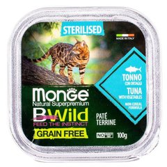 Monge Cat Вwild Grain Free Sterilized Tuna Vegetables - Консерва беззернова з тунця з овочами для стерилізованих котів 100 г