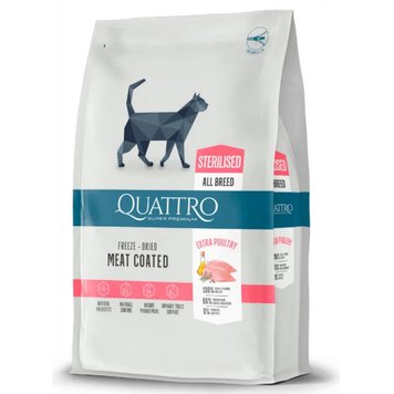 Quattro Cat Sterilised Extra Poultry - Сухой корм для стерилизованных кошек с птицей 1,5 кг