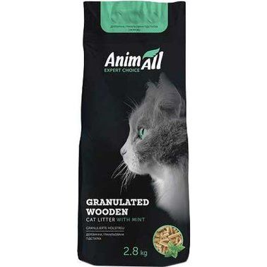 AnimAll Древесный наполнитель для кошек с ароматом мяты 2,8 кг