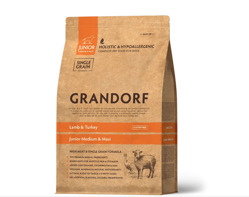 Grandorf Lamb and Turkey Junior Medium & Maxi Breeds - Грандорф сухой комплексный корм для юниоров средних и крупных пород с ягненком и индейкой 1 кг на развес
