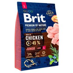 Brit Premium by Nature Junior L - Сухой корм для щенков и молодых собак больших пород с курицей 3 кг