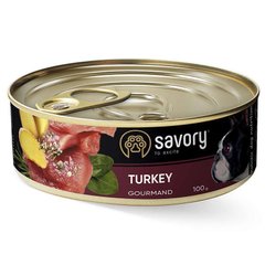 Savory Dog Gourmand Turkey - Сейворі консерви для дорослих собак з індичкою 100 г