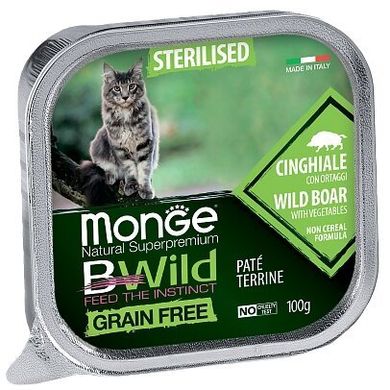 Monge Cat Вwild Grain Free Sterilized - Консерва беззерновая с мясом кабана и овощами для стерилизованных кошек 100 г
