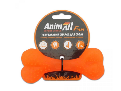 AnimAll Fun - Кісточка для собак, помаранчева, 8 см