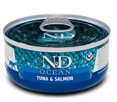 Farmina N&D Grain Free Ocean Tuna, Salmon - Консерви для дорослих котів з тунцем та лососем 70 г