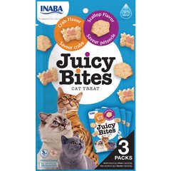 INABA Juicy Bites - Ласощі для кішок соковиті снеки зі смаком гребінця та краба 3 x 11,3 г