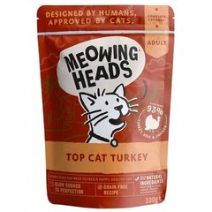 Meowing Heads Top Cat Turkey - Мяуінг Хедс пауч для котів з індичкою, яловичиною та куркою 100 г