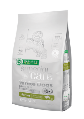 Nature's Protection Superior Care White Dogs Grain Free Junior Small and Mini Breeds - Сухой беззерновой корм для юниоров малых пород белых окрасов с белой рыбой 17 кг