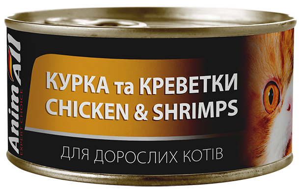 AnimAll Chicken & Shrimps - Вологий корм для котів з куркою та креветками 85 г