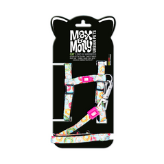 Max Molly Cat Harness/Leash Set - Leopard Pink/1 Size - Набір шлеї та повідця для котів з пончиковим принтом