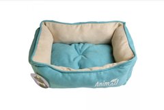 AnimAll Nena Velours Breeze - Лежанка бірюзово-бежевого кольору для собак та котів, розмір 45×35×16 см