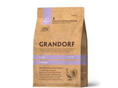 Grandorf Turkey Adult Mini Breeds - Грандорф сухий комплексний корм для дорослих собак дрібних порід з індичкою 3 кг + 2 пакетики  ласощі Трулі у подарунок