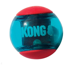 Kong Squeezz Action - Конг іграшка для собак м'яч напівпрозорий, червоно-синій S, 3 шт